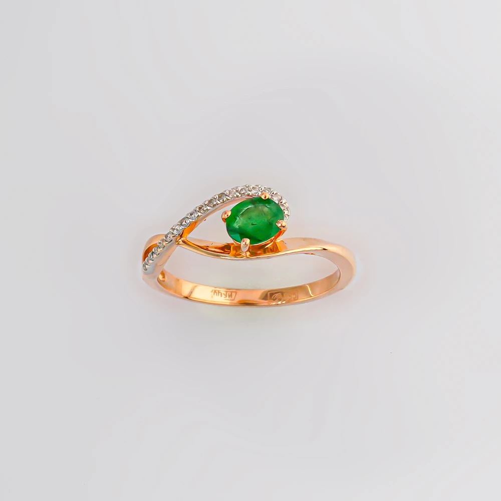 Кольцо с изумрудом из красного золота 585 пробы