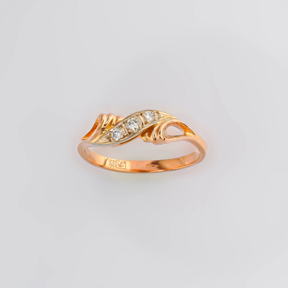 Кольцо с бриллиантом из красного золота 585 пробы