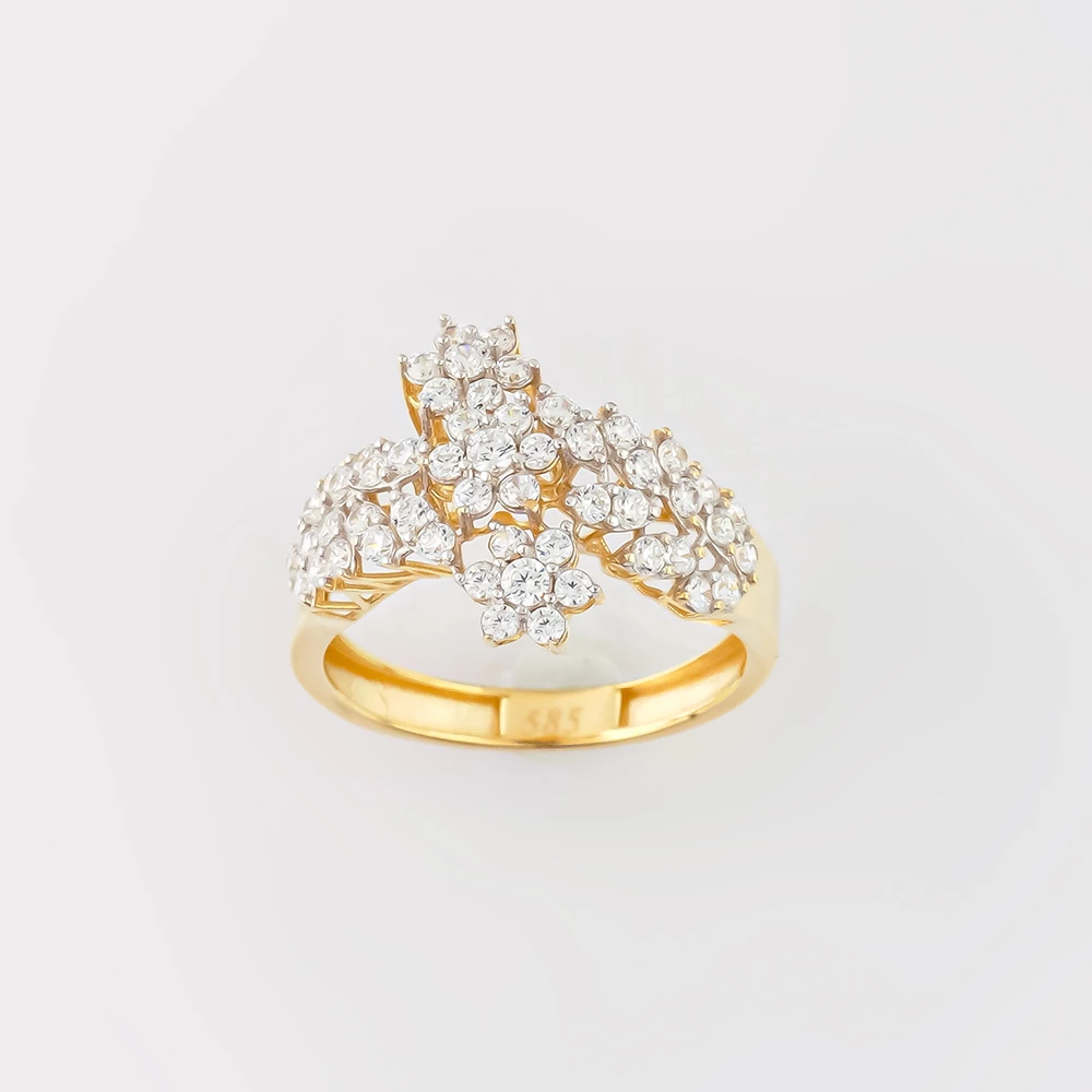 Кольцо с фианитом из желтого золота 585 пробы Кольцо с фианитом из желтого золота 585 пробы