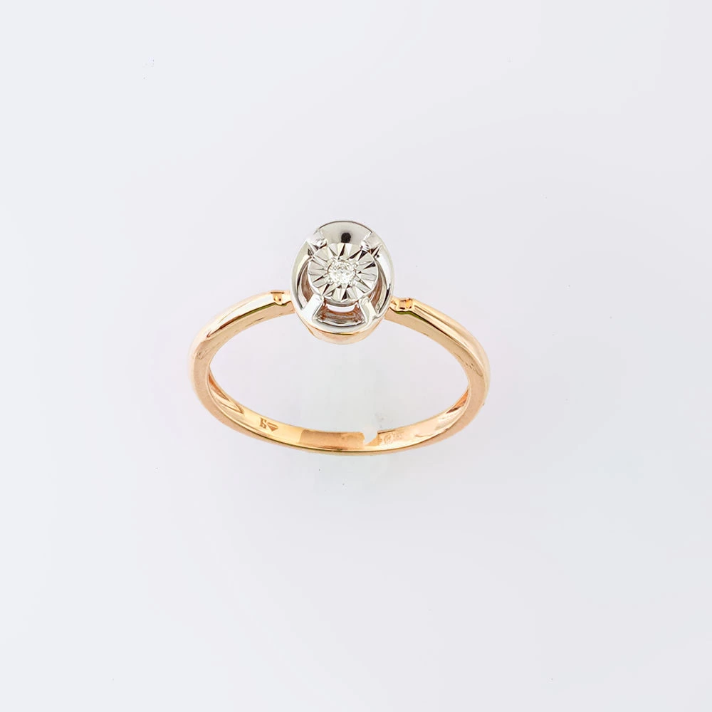 Кольцо с бриллиантом из красного золота 585 пробы