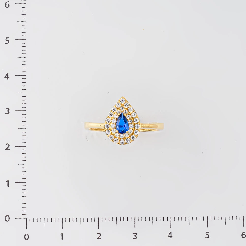 Кольцо с фианитом из желтого золота 585 пробы