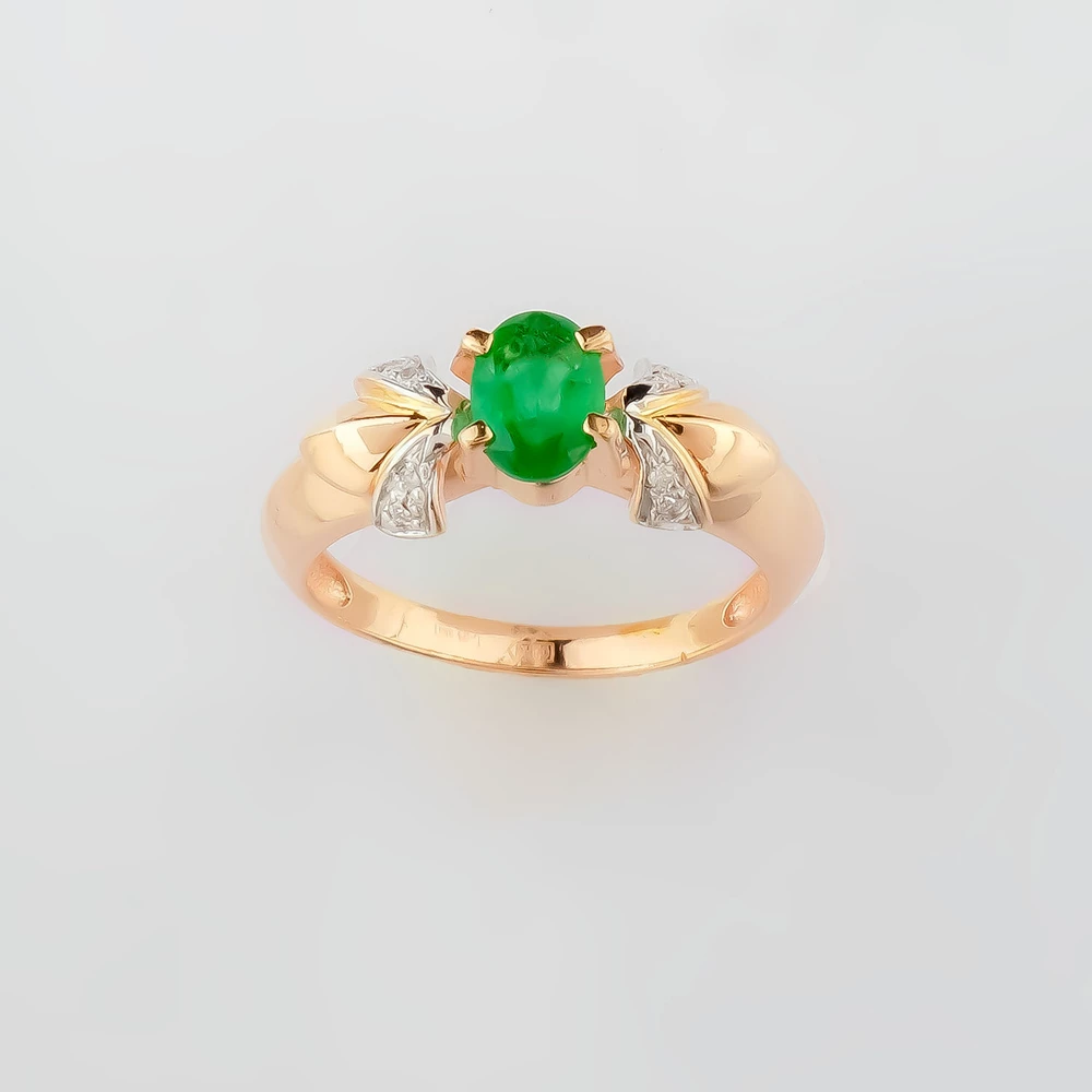 Кольцо с изумрудом из красного золота 585 пробы