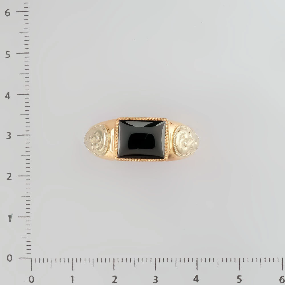 Кольцо с ониксом из красного золота 585 пробы Кольцо с ониксом из красного золота 585 пробы