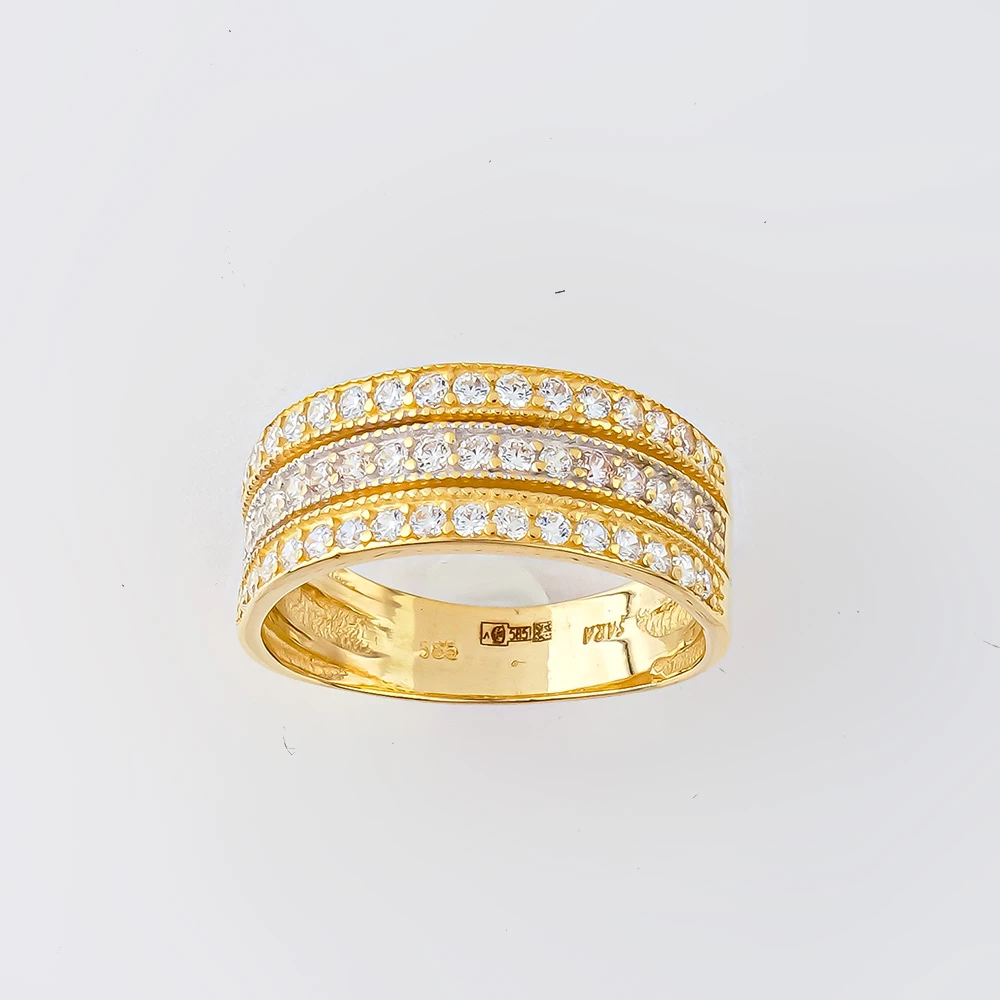 Кольцо с фианитом из желтого золота 585 пробы