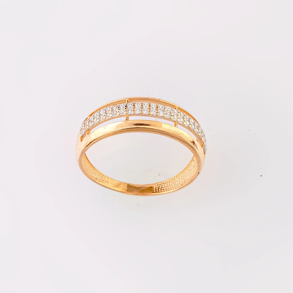 Кольцо с фианитом из красного золота 585 пробы