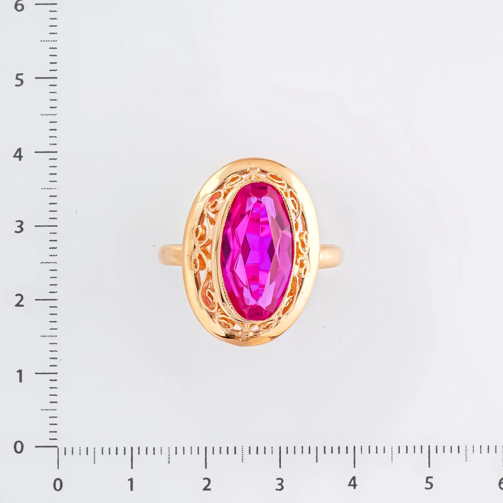 Кольцо с фианитом из красного золота 583 пробы