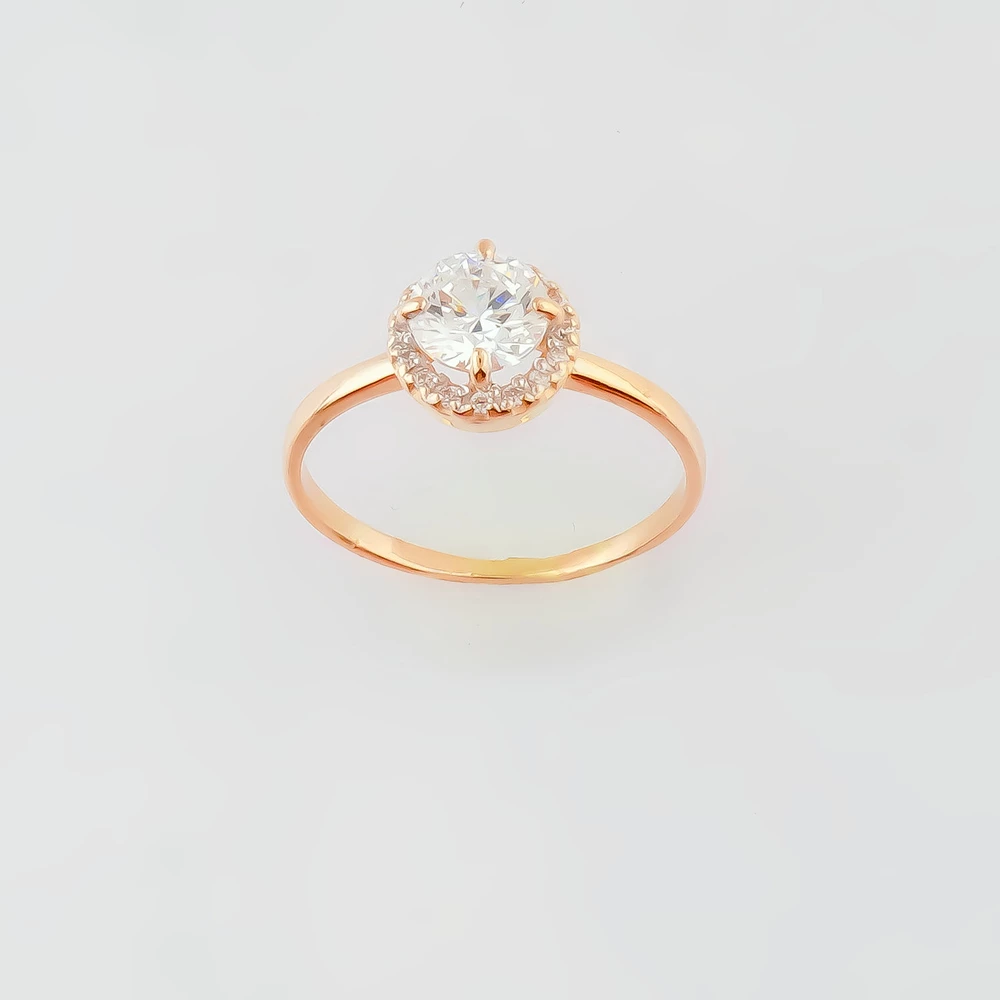 Кольцо с фианитом из красного золота 585 пробы Кольцо с фианитом из красного золота 585 пробы