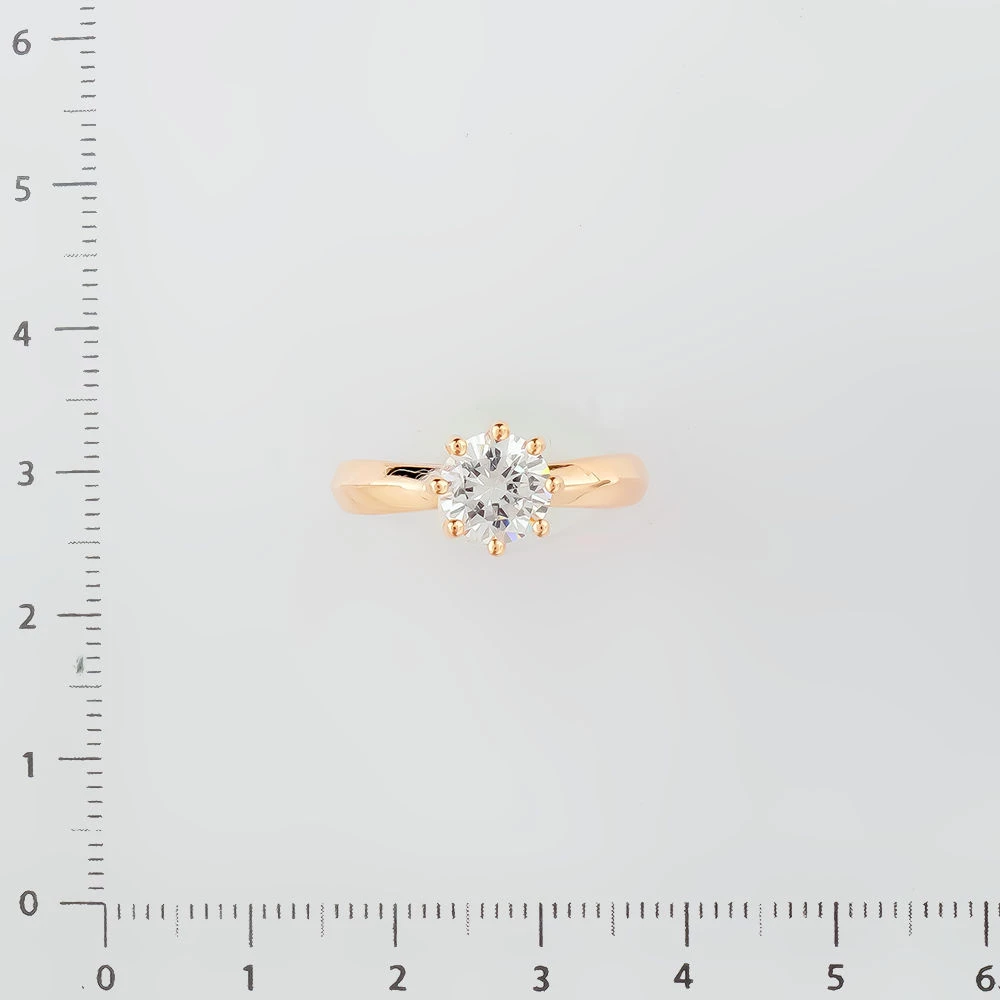 Кольцо с фианитом из красного золота 585 пробы