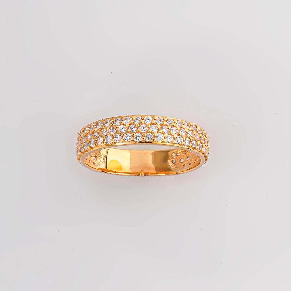 Кольцо с фианитом из красного золота 585 пробы