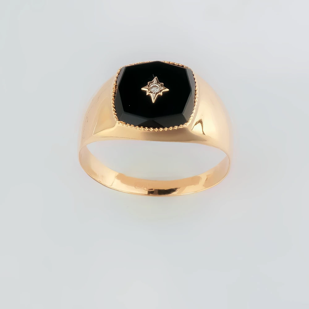 Кольцо с ониксом из красного золота 585 пробы