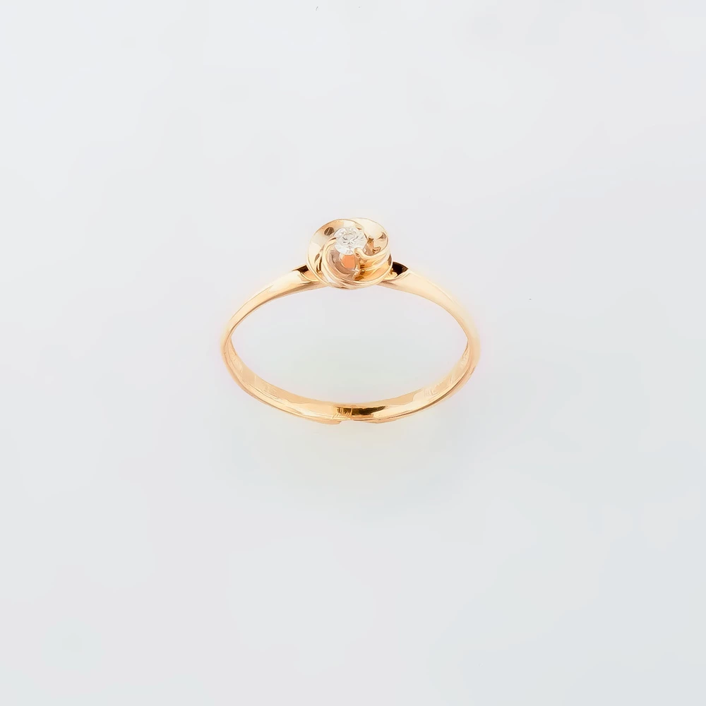 Кольцо с бриллиантом из красного золота 585 пробы