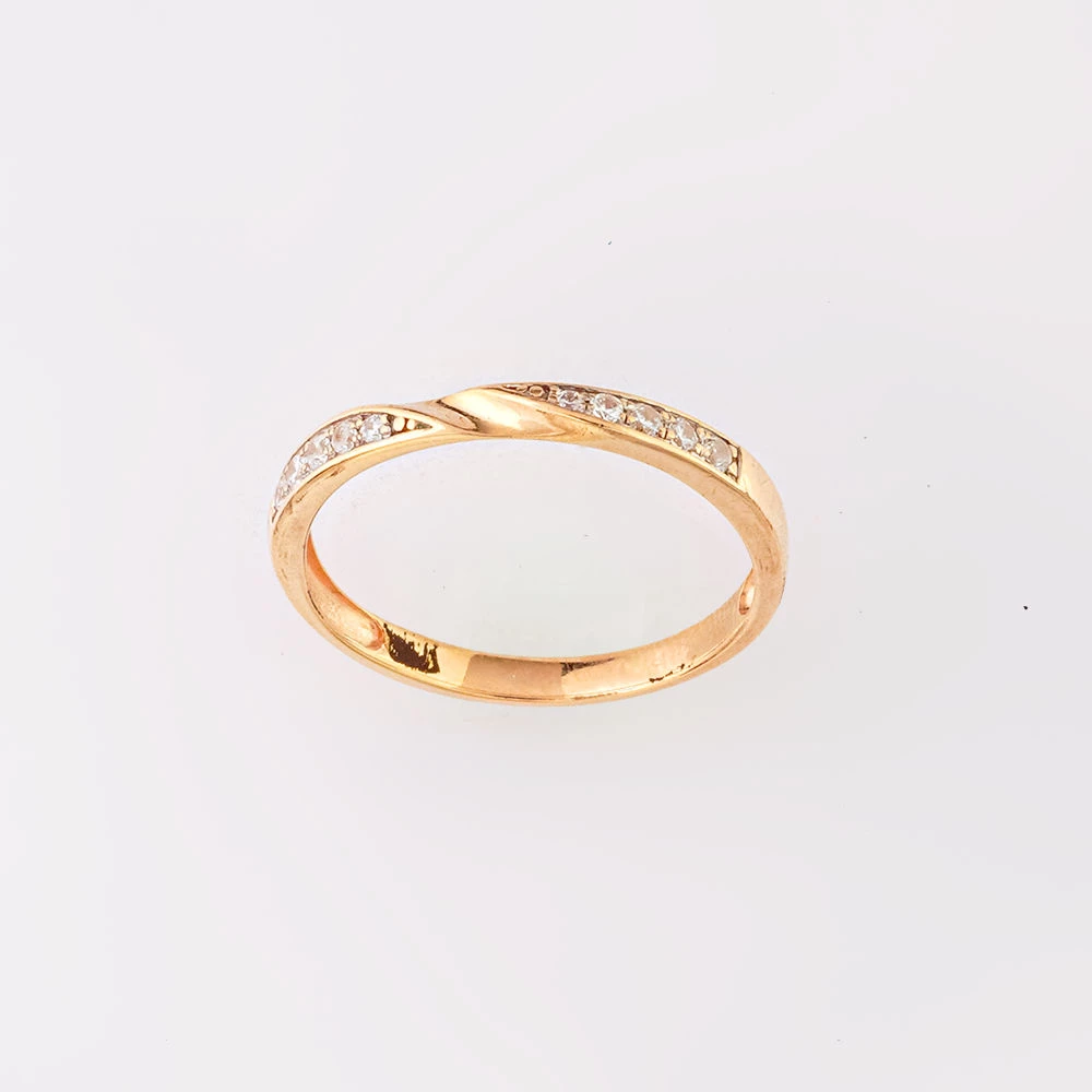 Кольцо с фианитом из красного золота 585 пробы