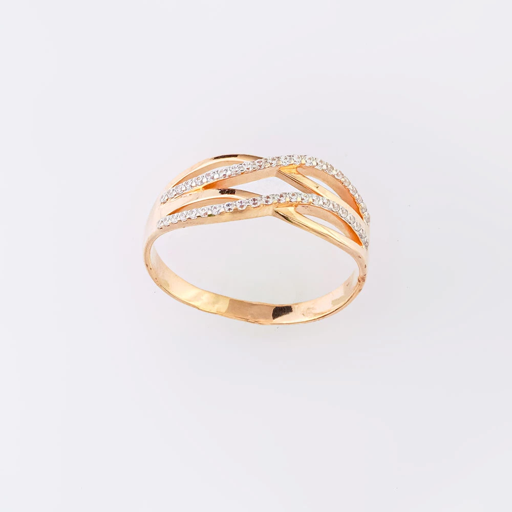 Кольцо с фианитом из красного золота 585 пробы