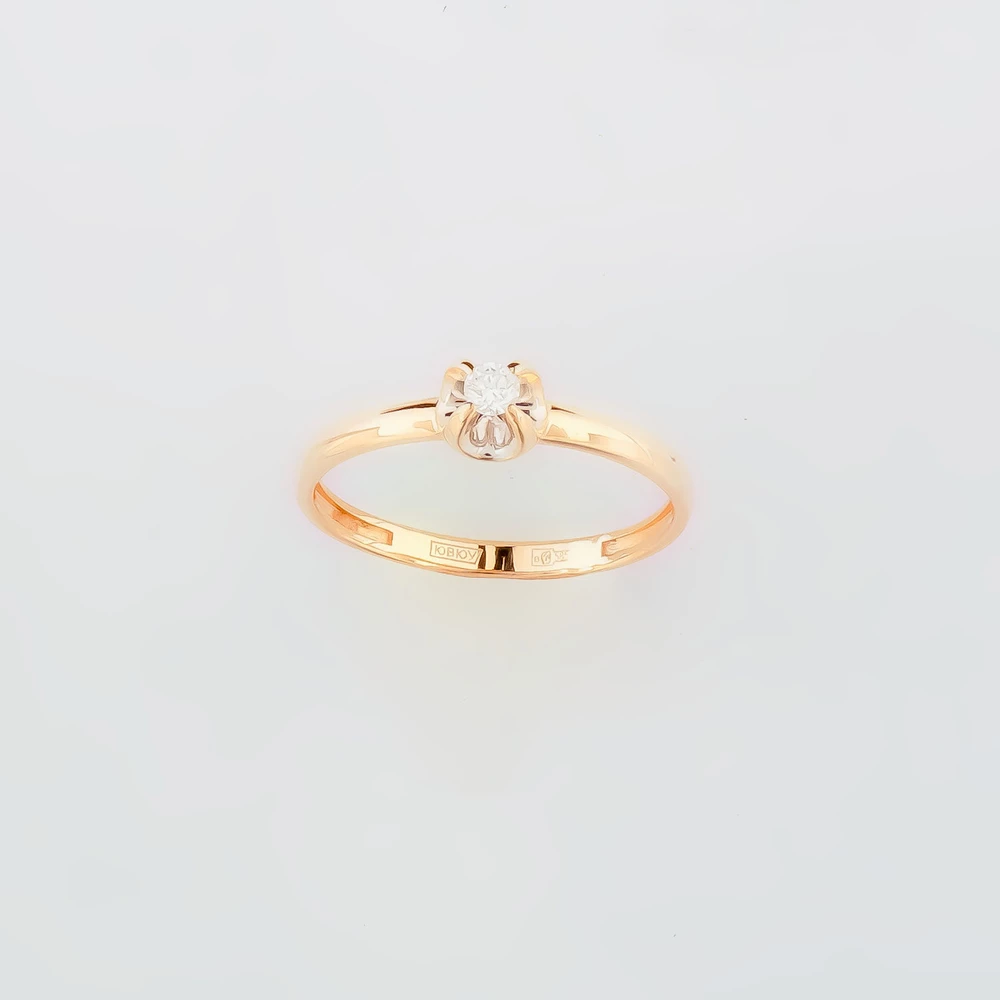 Кольцо с бриллиантом из красного золота 585 пробы