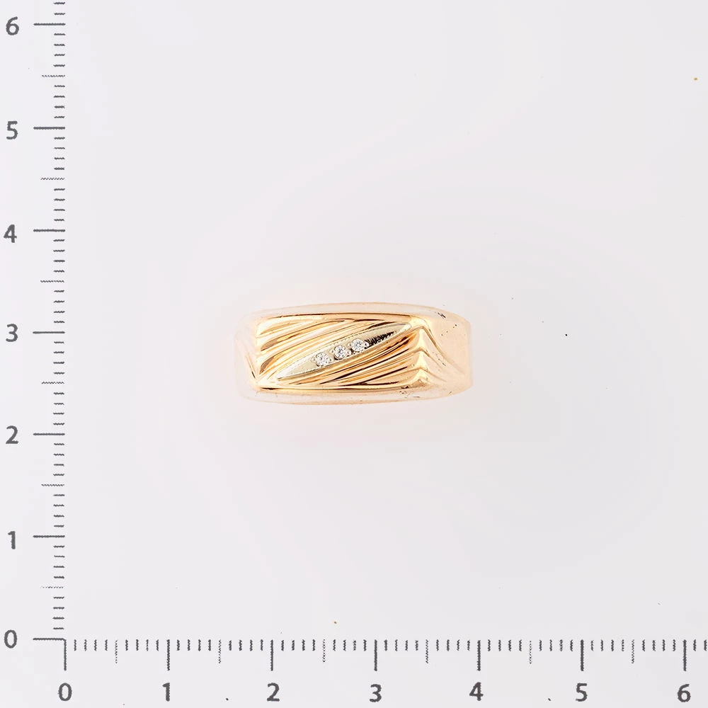 Кольцо с фианитом из красного золота 585 пробы