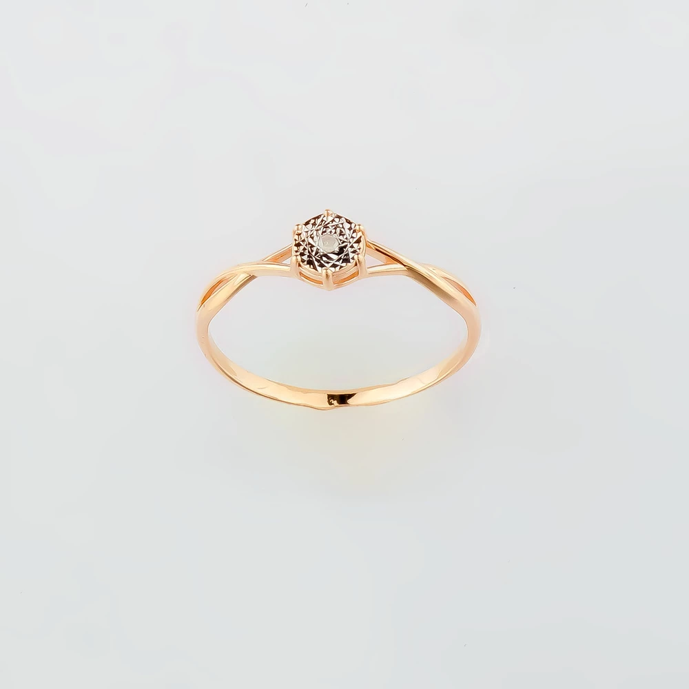 Кольцо с бриллиантом из красного золота 585 пробы