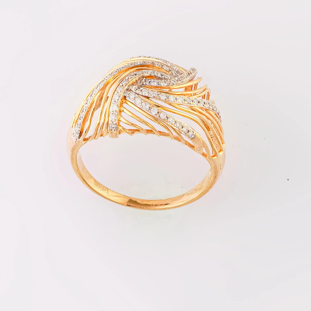 Кольцо с бриллиантом из красного золота 585 пробы