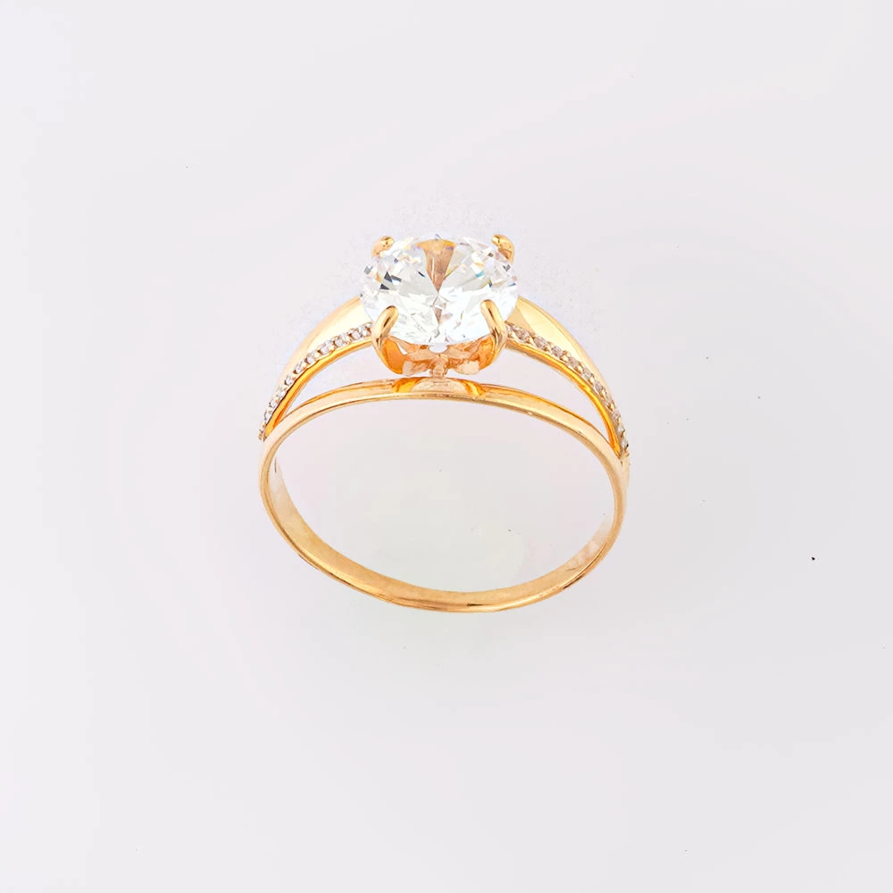 Кольцо с фианитом из красного золота 585 пробы