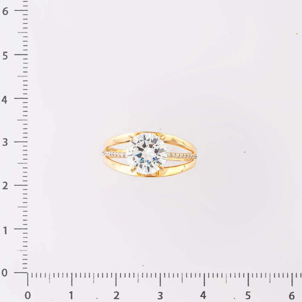 Кольцо с фианитом из красного золота 585 пробы