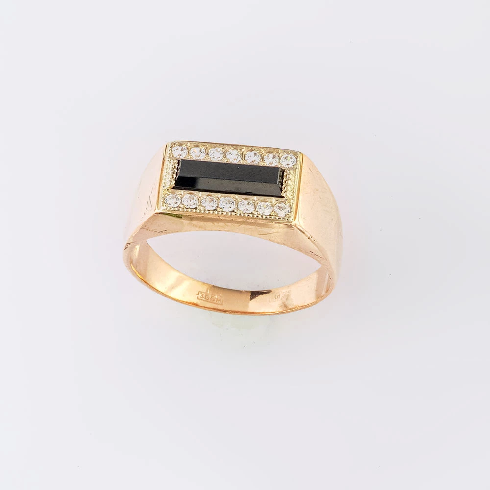 Кольцо с агатом из красного золота 585 пробы