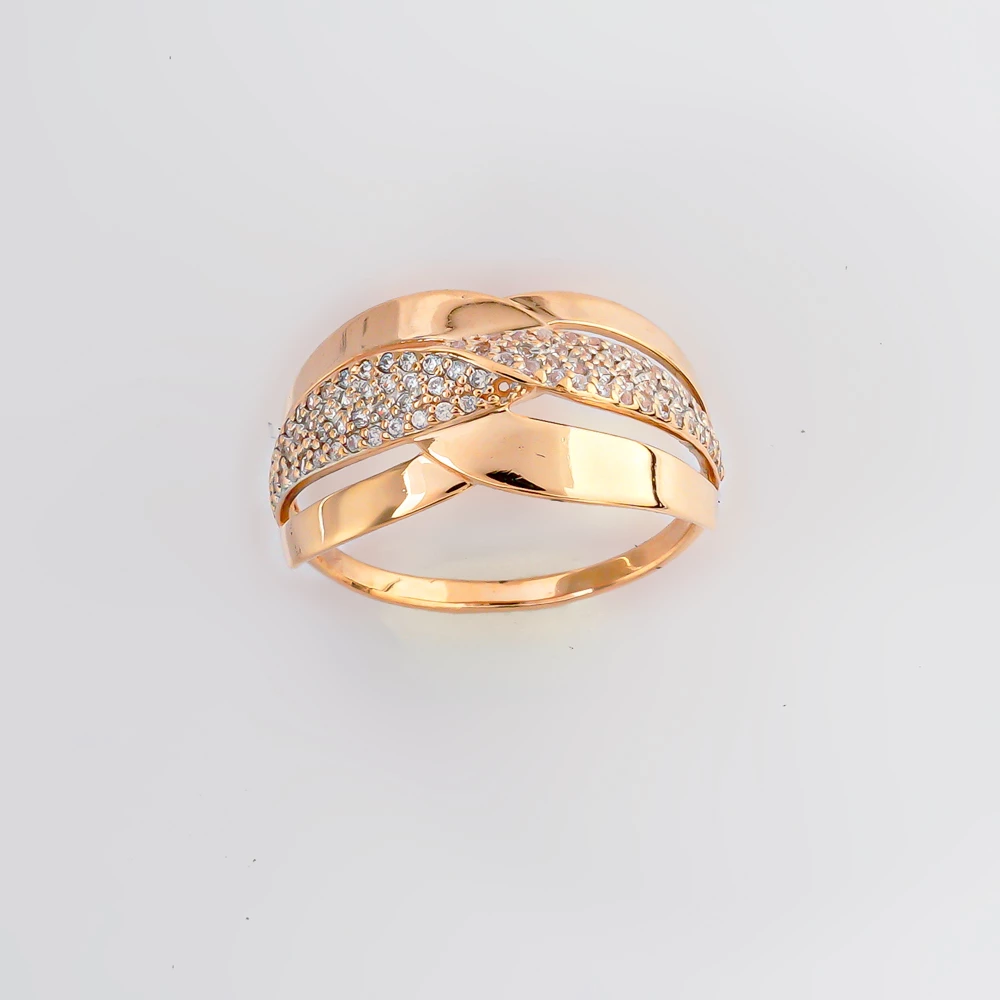 Кольцо с фианитом из красного золота 585 пробы