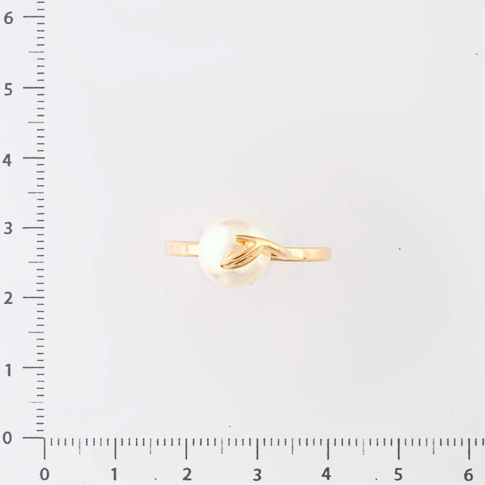 Кольцо с культивированным жемчугом из красного золота 585 пробы