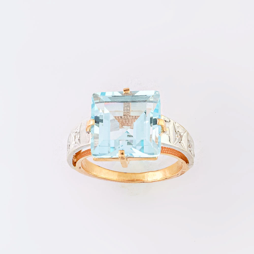 Кольцо с топазом из красного золота 585 пробы 1