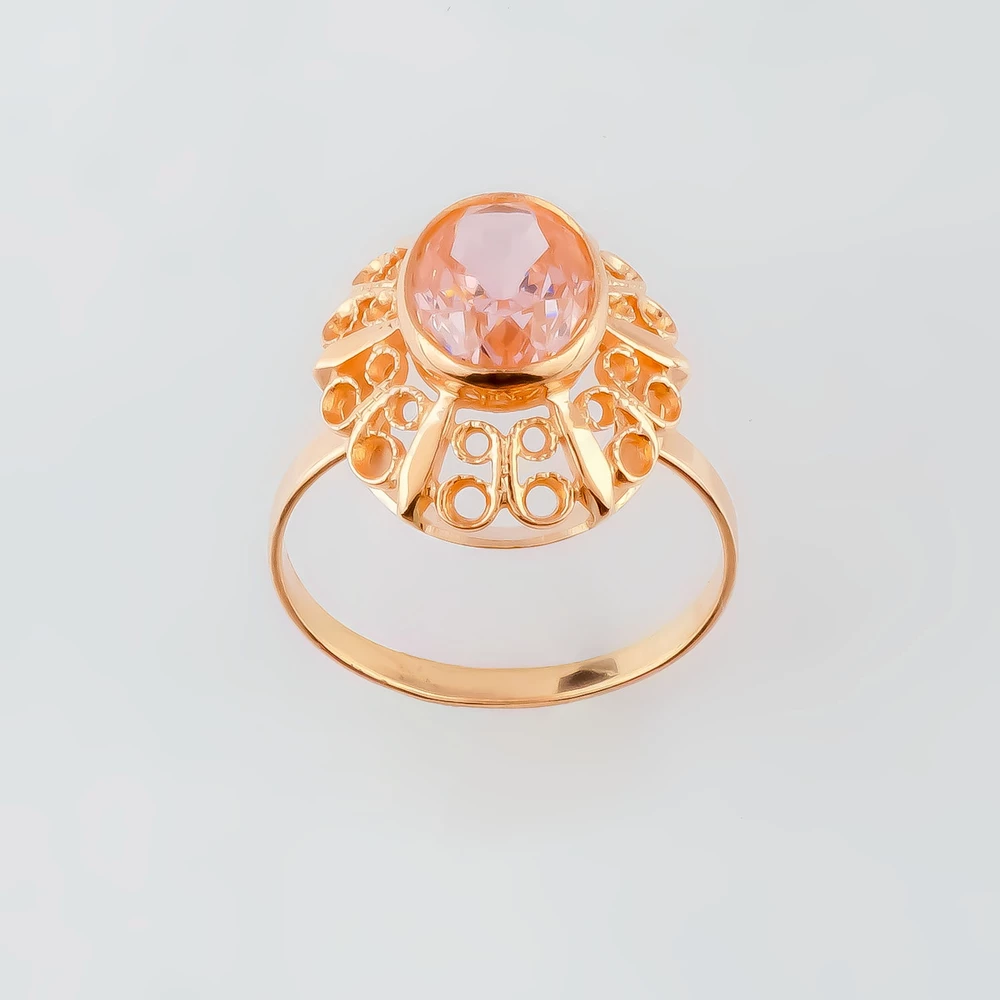 Кольцо с ситаллом из красного золота 583 пробы