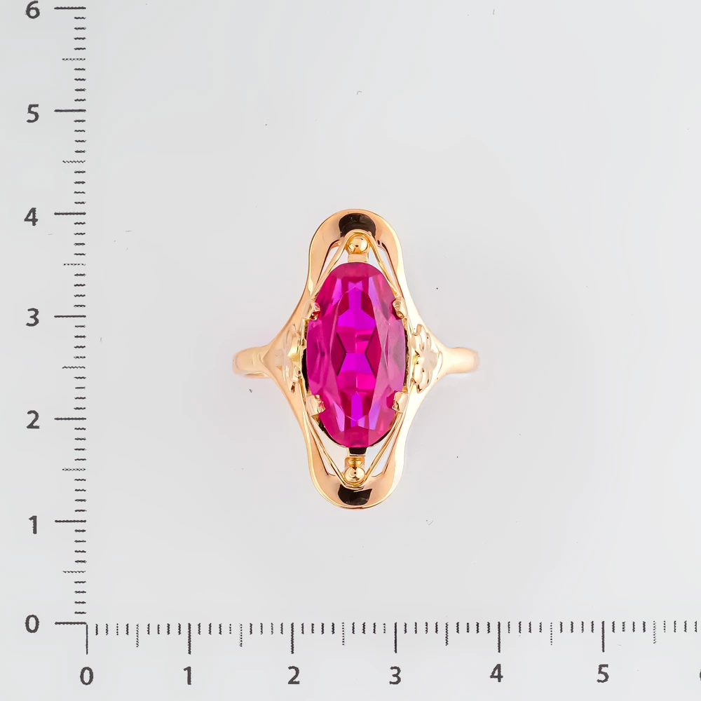 Кольцо с фианитом из красного золота 583 пробы