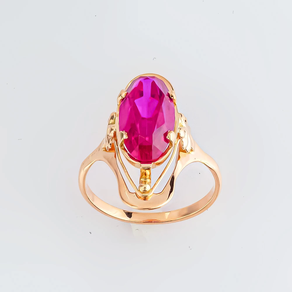 Кольцо с фианитом из красного золота 583 пробы