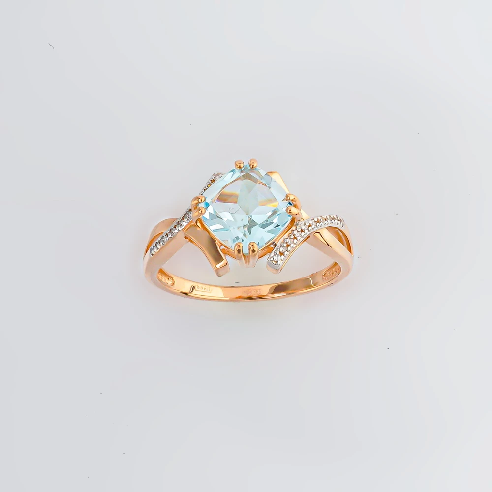 Кольцо с топазом из красного золота 585 пробы