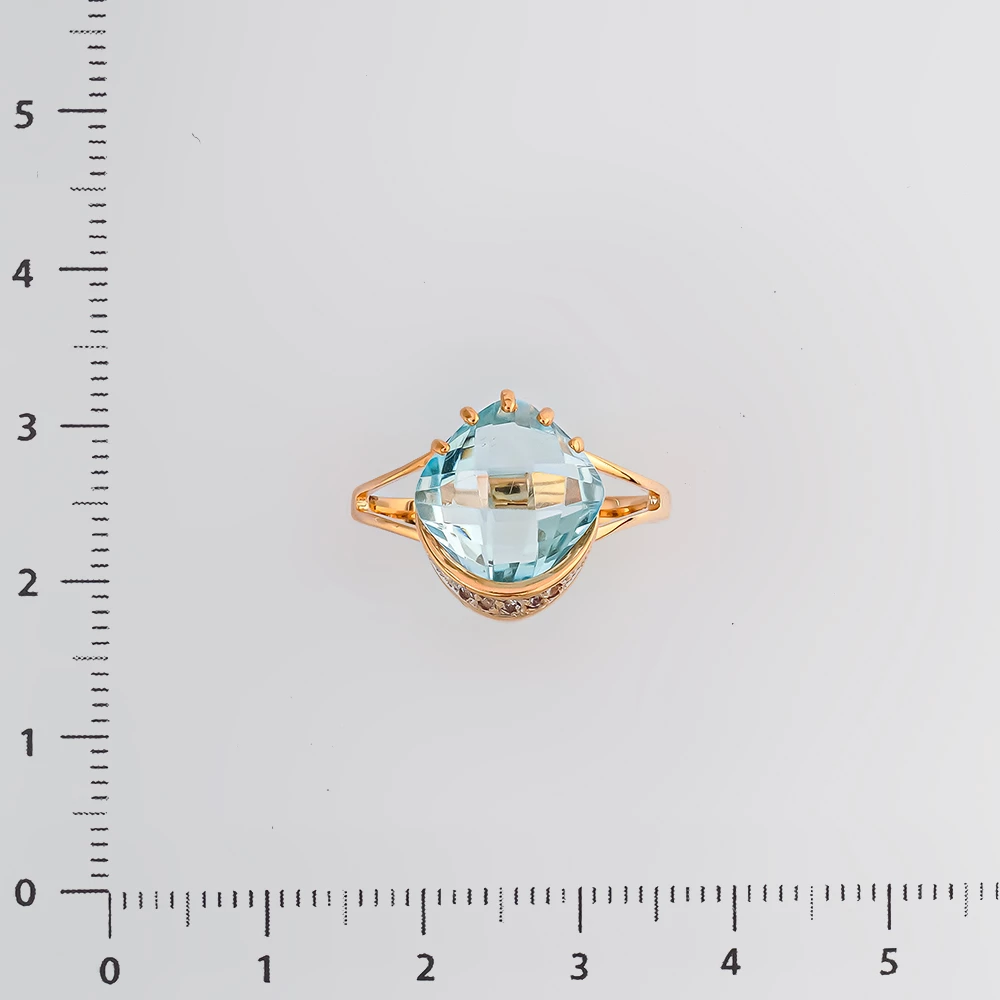 Кольцо с топазом из красного золота 585 пробы