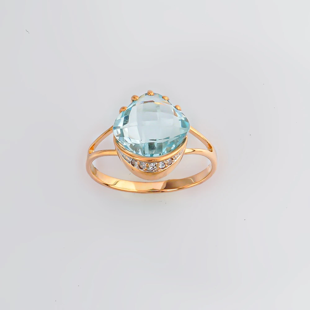 Кольцо с топазом из красного золота 585 пробы