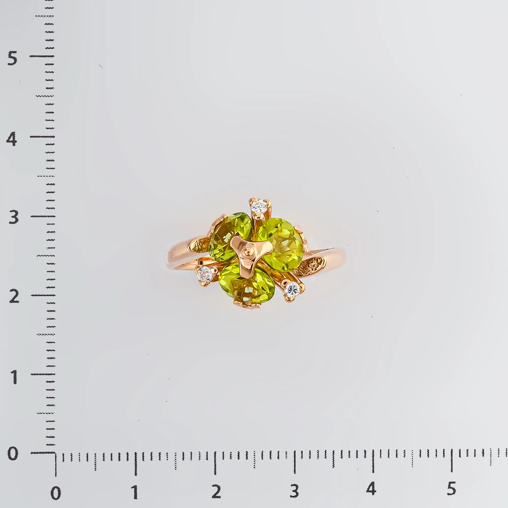 Кольцо с хризолитом из красного золота 585 пробы