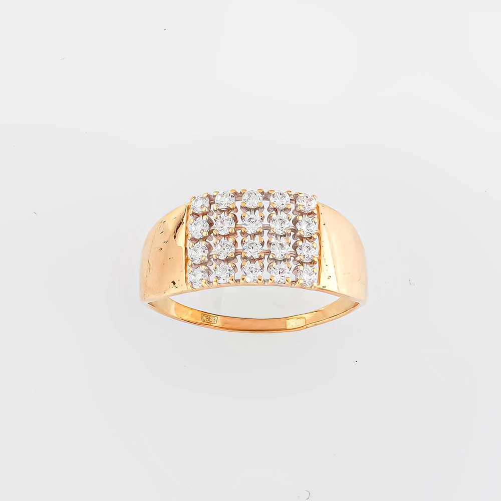 Кольцо с фианитом из красного золота 585 пробы