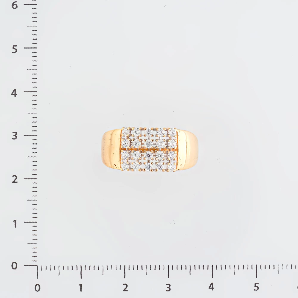 Кольцо с фианитом из красного золота 585 пробы