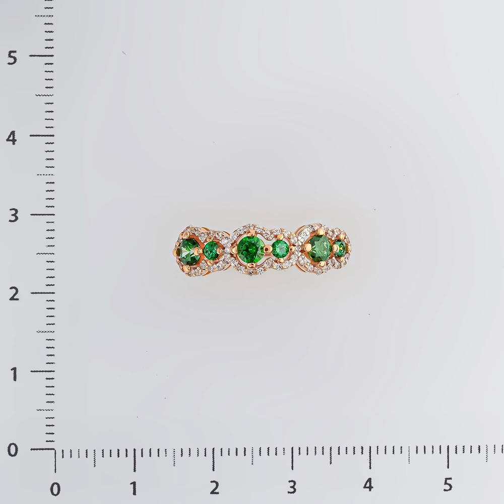 Кольцо с фианитом из красного золота 585 пробы