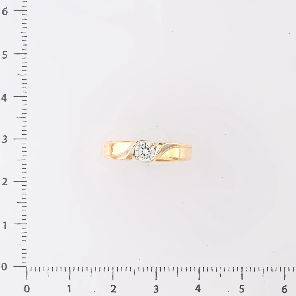 Кольцо с фианитом из красного золота 585 пробы