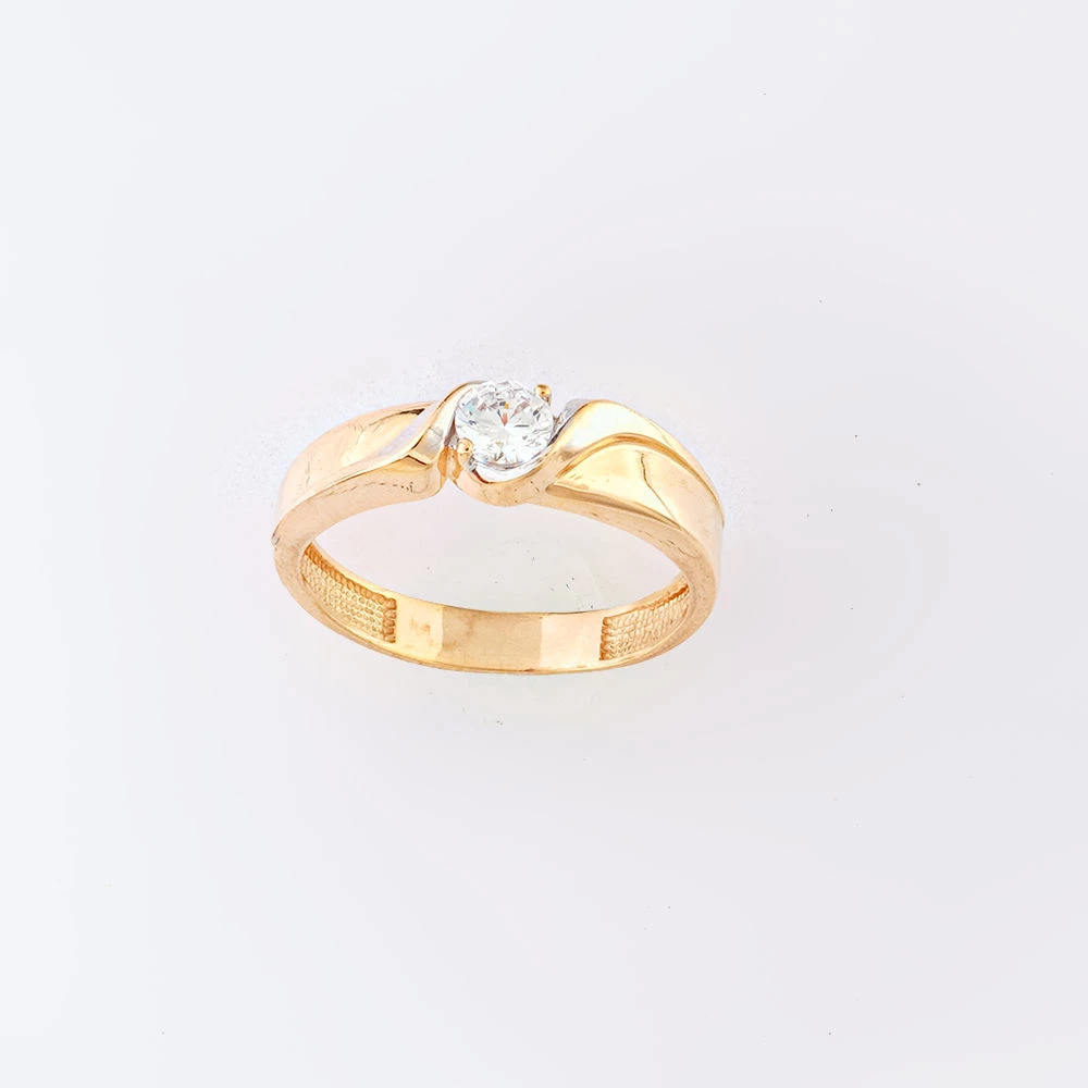 Кольцо с фианитом из красного золота 585 пробы