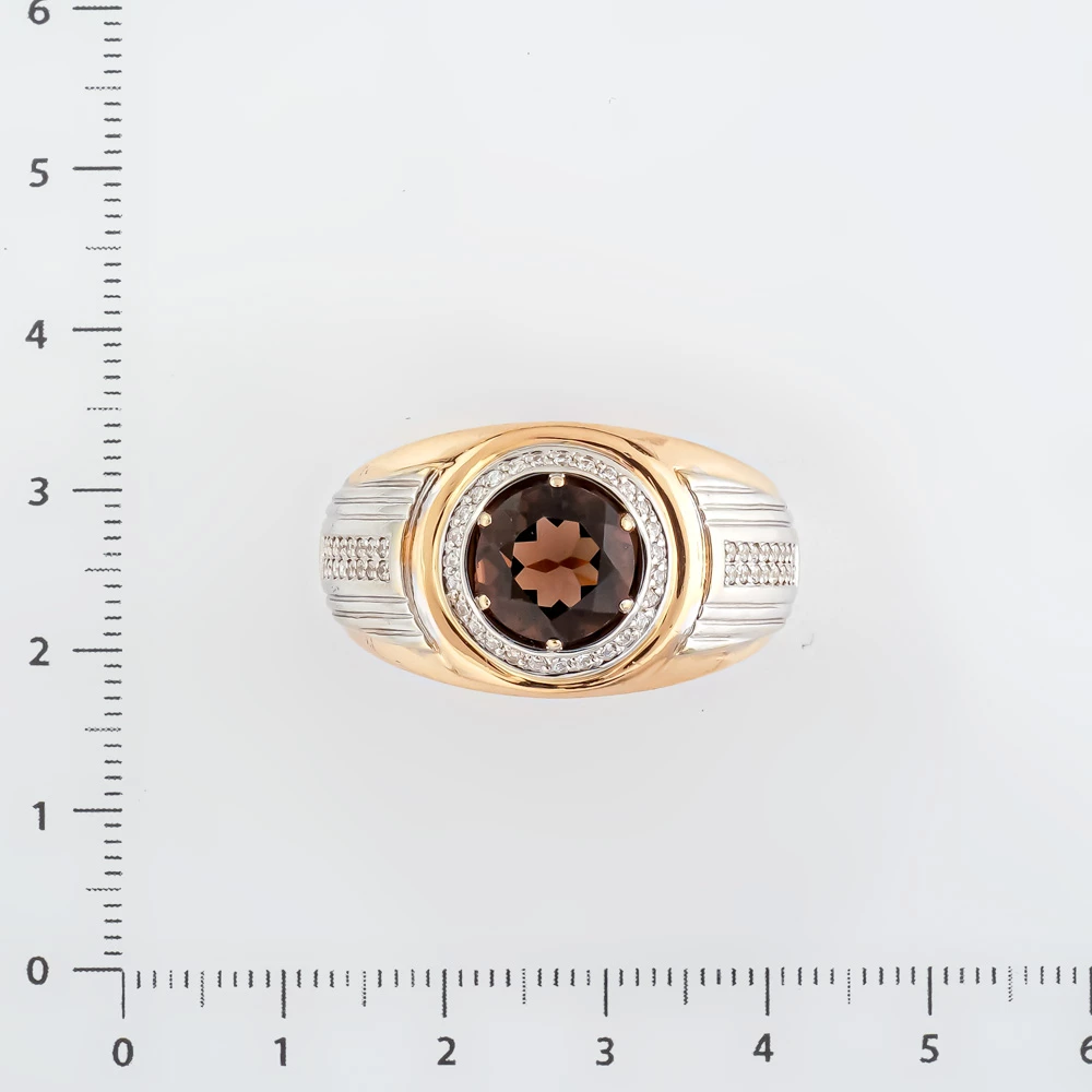 Кольцо с раух-топазом из красного золота 585 пробы