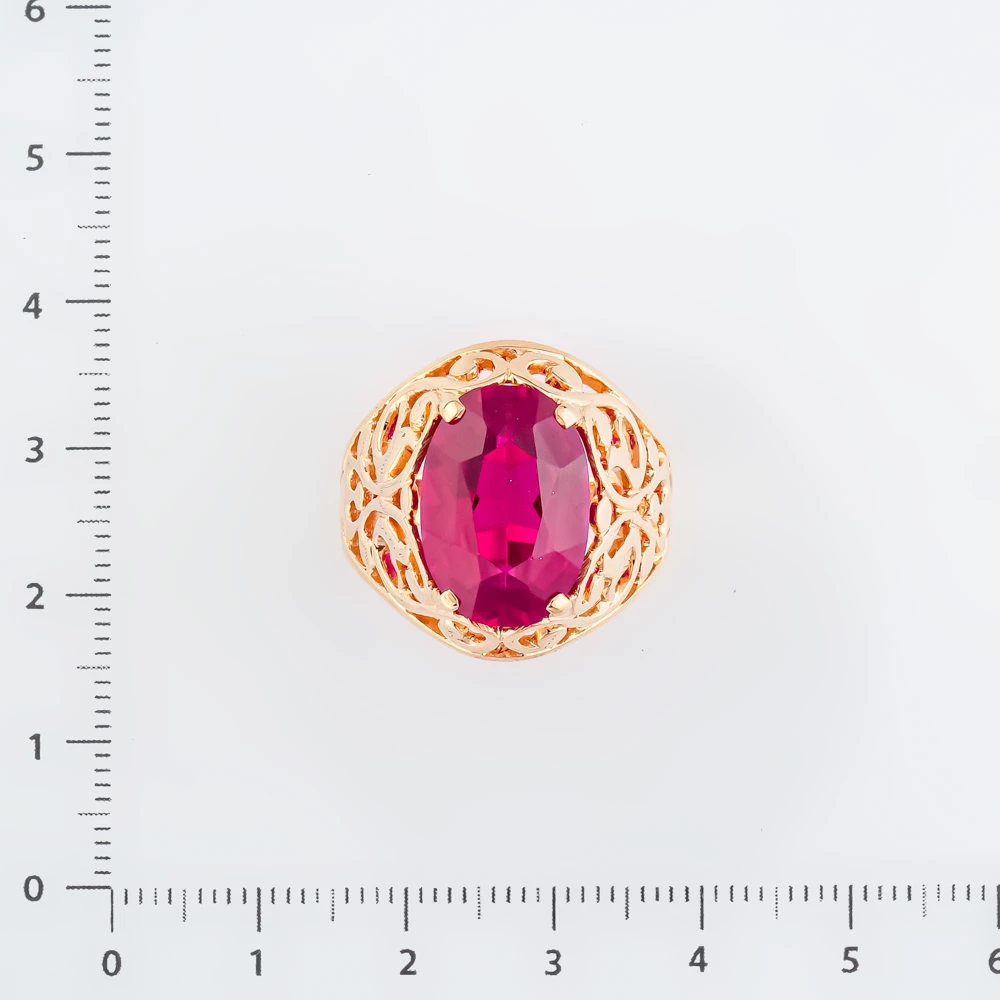 Кольцо с фианитом из красного золота 583 пробы