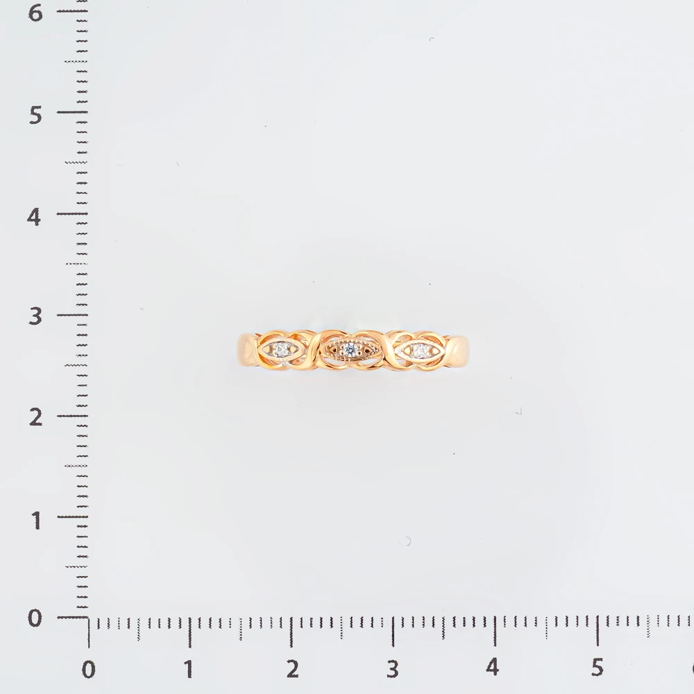 Кольцо с фианитом из красного золота 585 пробы