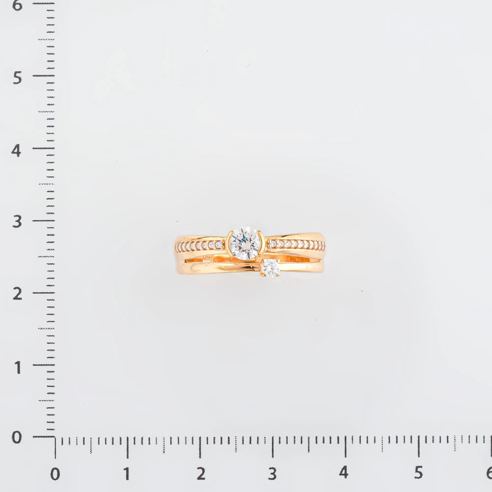 Кольцо с фианитом из красного золота 585 пробы