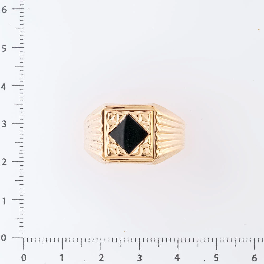 Кольцо с ониксом из красного золота 585 пробы