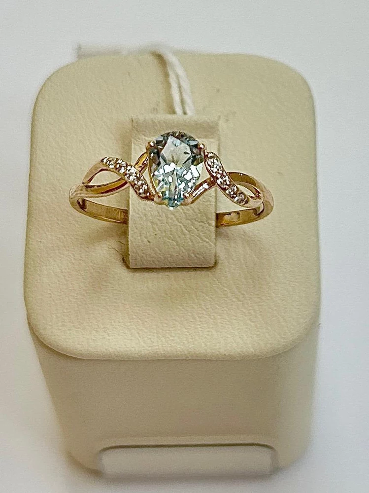 Кольцо с топазом из красного золота 585 пробы