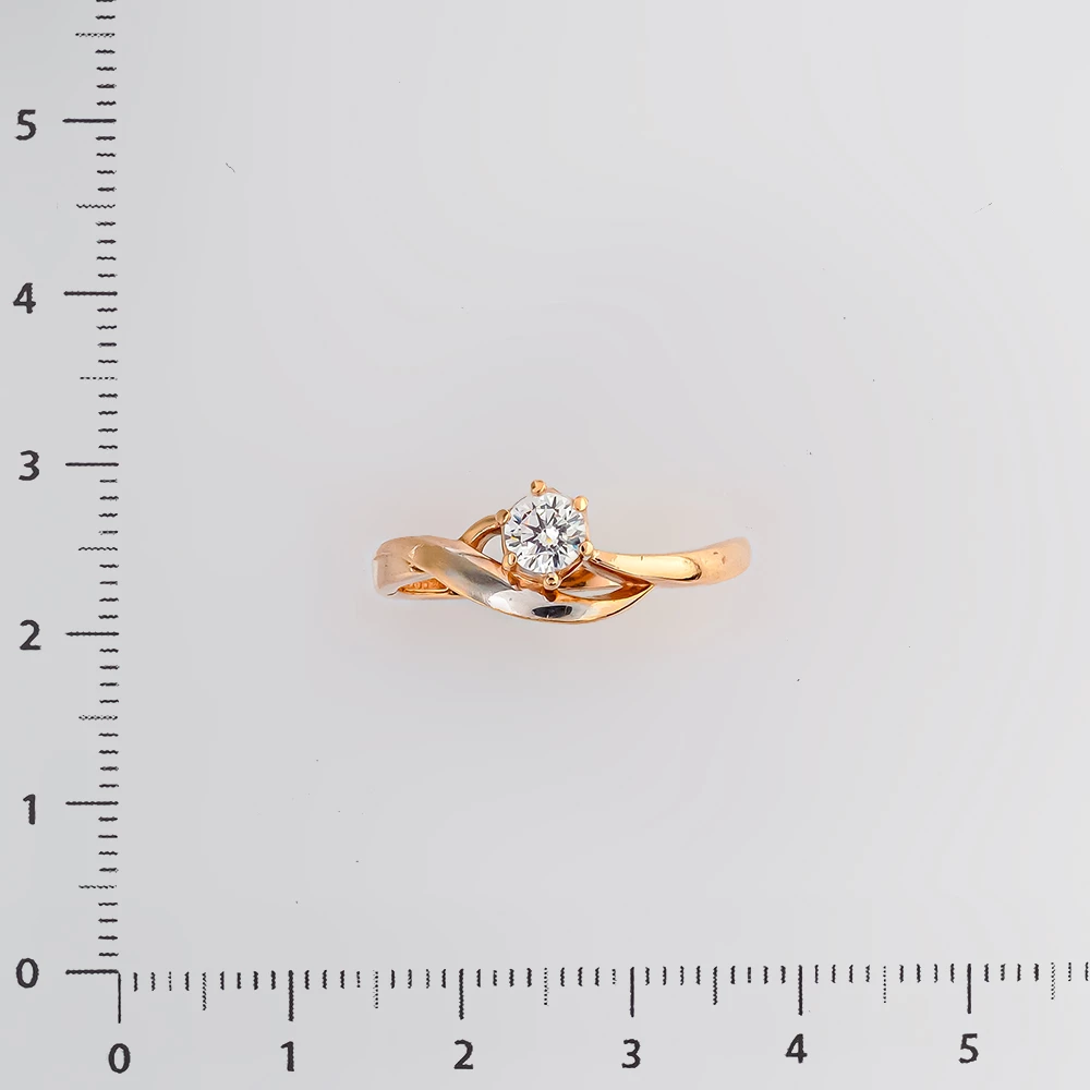 Кольцо с фианитом из красного золота 585 пробы