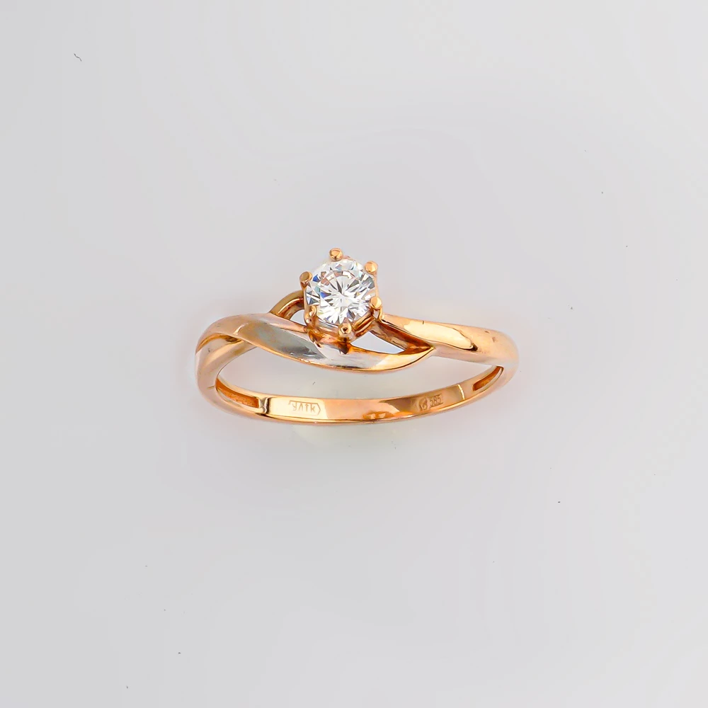 Кольцо с фианитом из красного золота 585 пробы