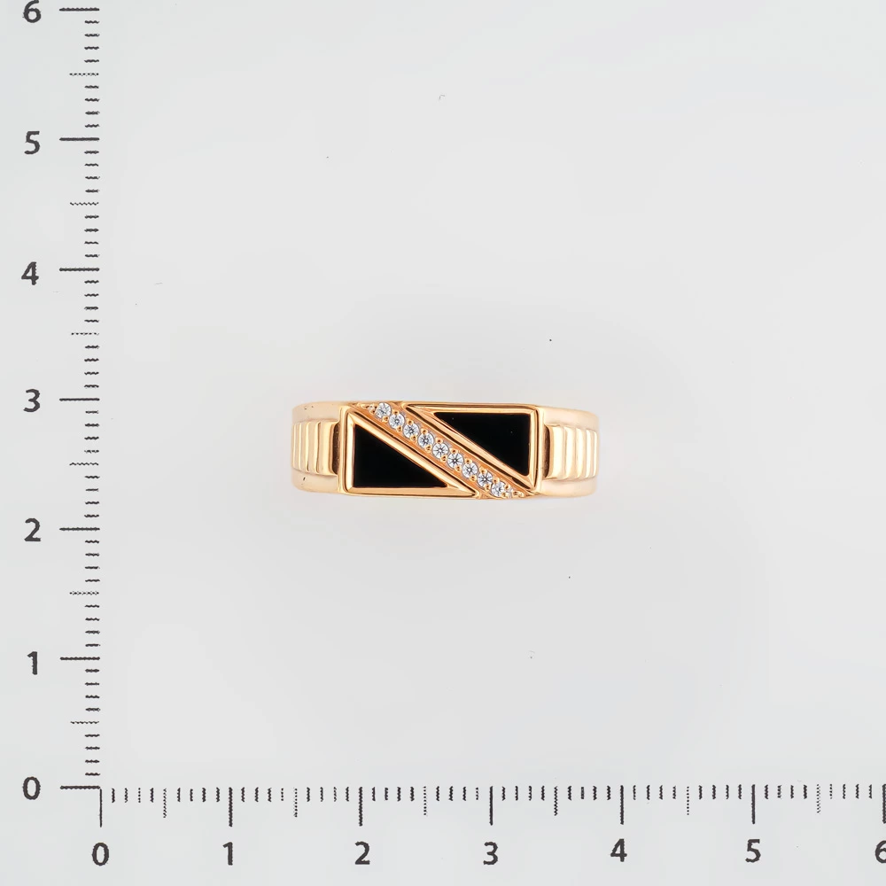 Кольцо с ониксом из красного золота 375 пробы