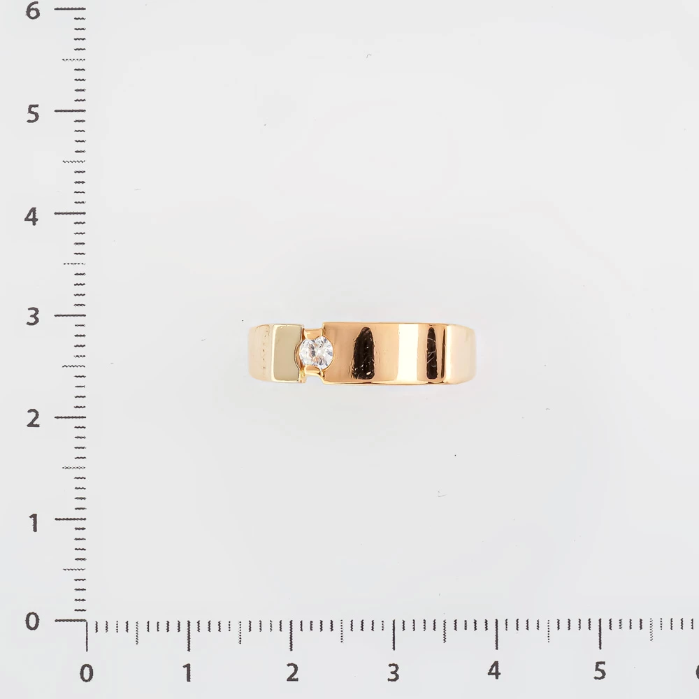 Кольцо с фианитом из красного золота 585 пробы