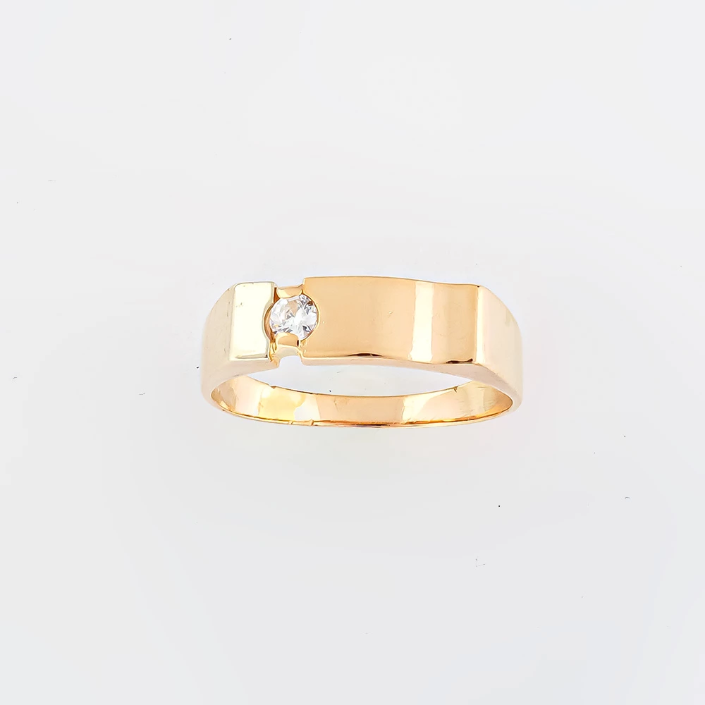 Кольцо с фианитом из красного золота 585 пробы